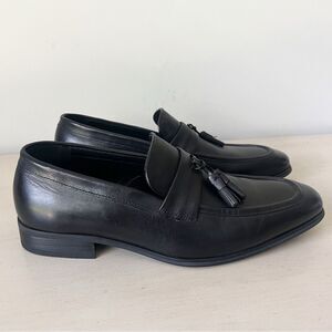 NWOT Austin Reed Men's 43 US 9.5/10 Black Leather Tasseled Penny Loafer